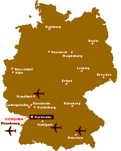 Veuillez cliquer sur la carte pour visualiser le plan des routes de Karlsruhe