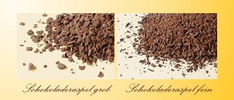 Rough-grated and fine grated plain chocolate